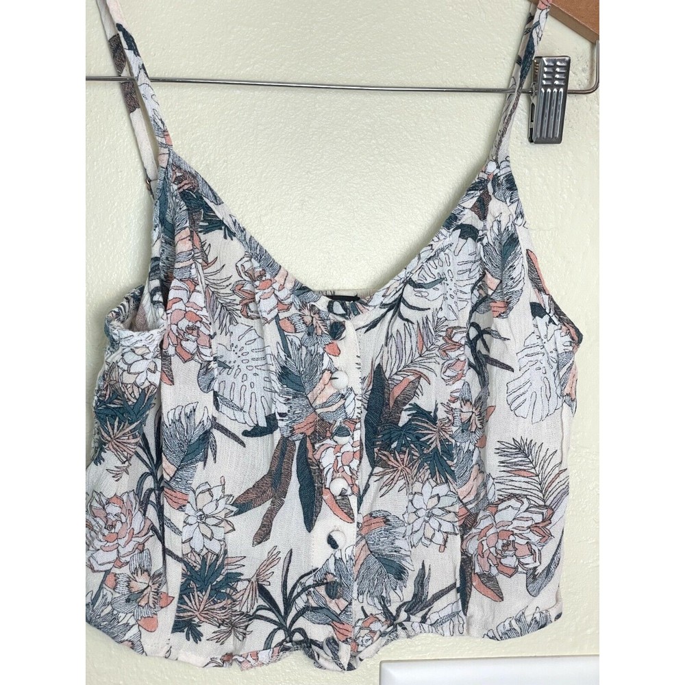 Kendall & Kylie Shirt Bandeau Women's Small Crop Button Down Floral Straps